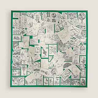 Le Philateliste du Faubourg scarf 90 - Green | Hermès Mainland China